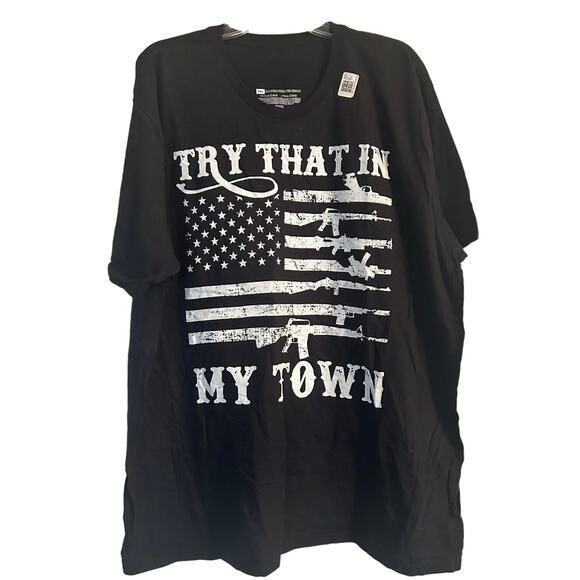 NWT Men's Black Tee Shirt Try That in My Town Short Sleeve Size 3XL - Picture 1 of 4